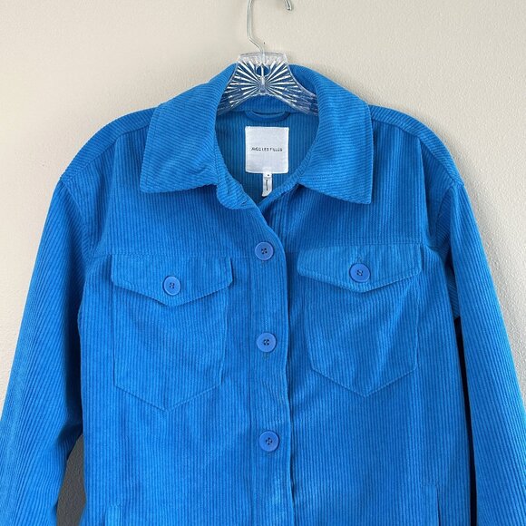 AVEC LES FILLES Tamra Corduroy Shirt Jacket Blue Small - Picture 3 of 11
